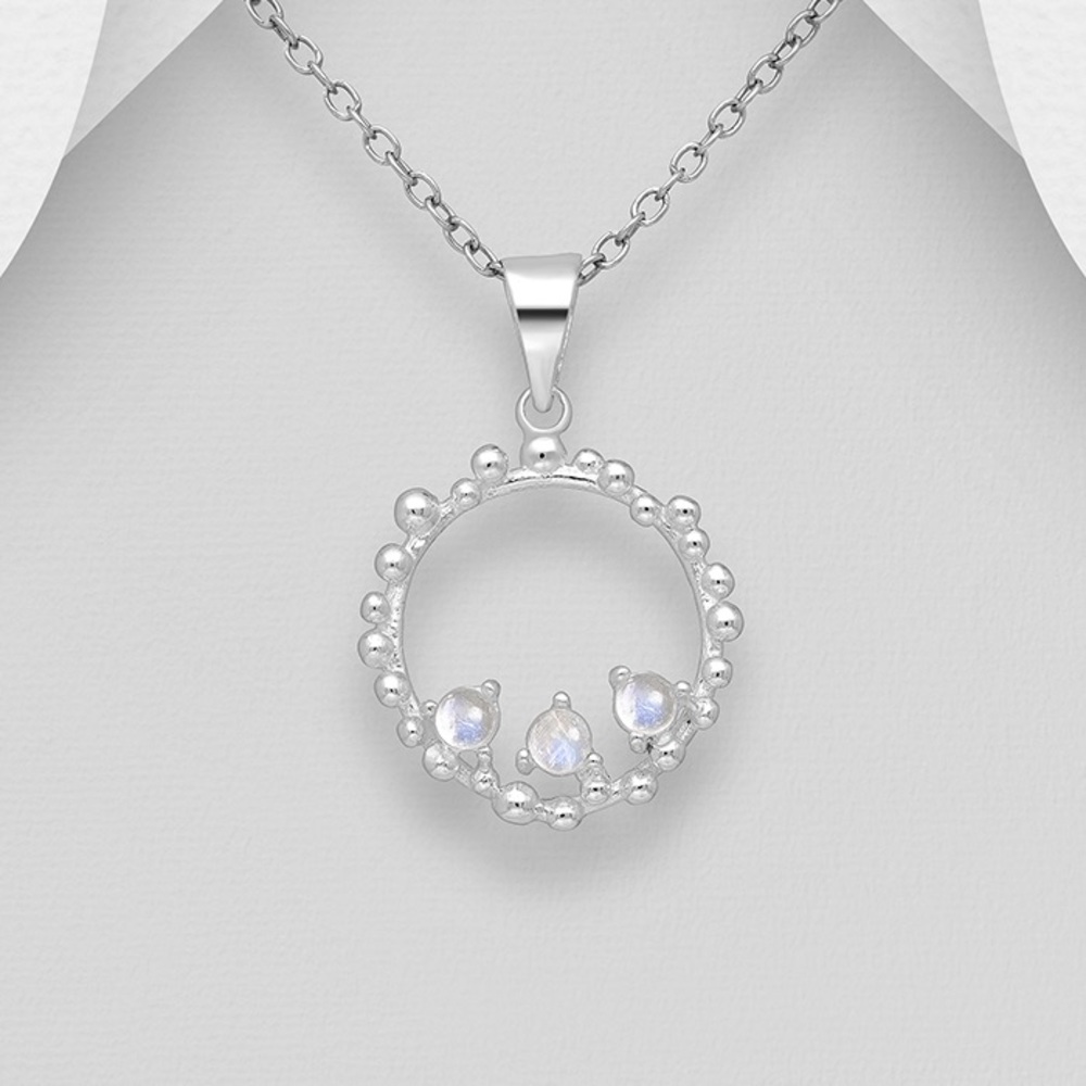 STERLING SILVER & MOONSTONE PENDANT NECKLACE